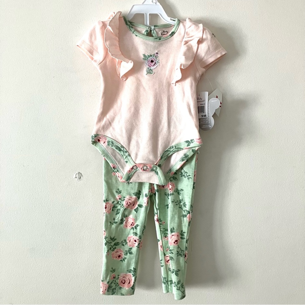 Baby Essentials Baby 2-Piece Floral Baby Onesie and Pants Set NWT